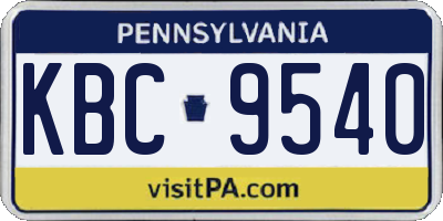 PA license plate KBC9540
