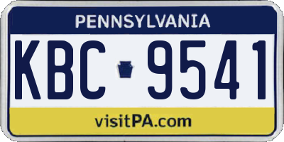PA license plate KBC9541