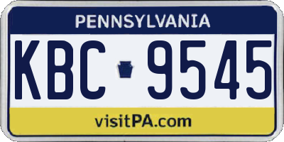 PA license plate KBC9545