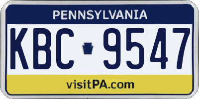 PA license plate KBC9547