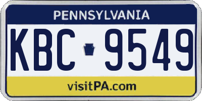PA license plate KBC9549
