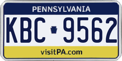 PA license plate KBC9562