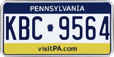 PA license plate KBC9564