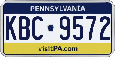 PA license plate KBC9572