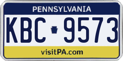 PA license plate KBC9573
