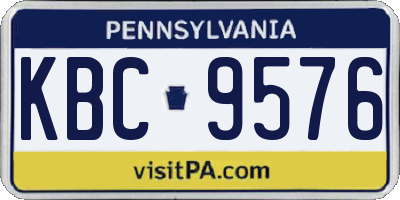 PA license plate KBC9576