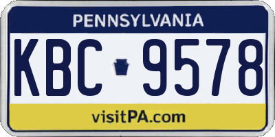 PA license plate KBC9578