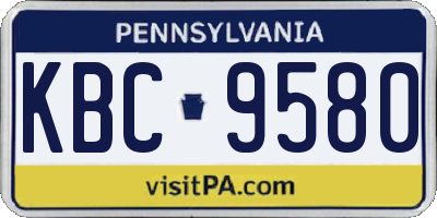 PA license plate KBC9580