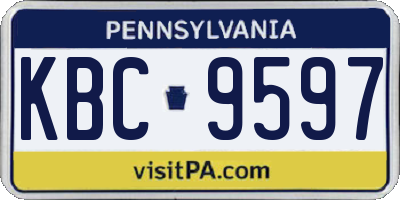 PA license plate KBC9597