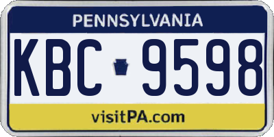 PA license plate KBC9598