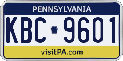 PA license plate KBC9601