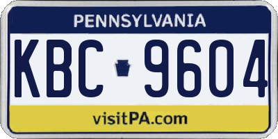 PA license plate KBC9604