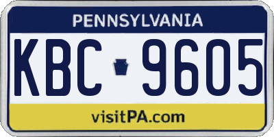 PA license plate KBC9605