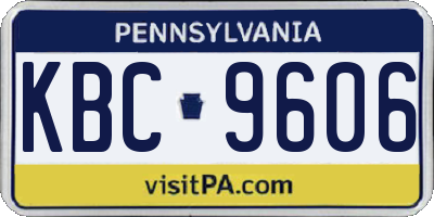 PA license plate KBC9606