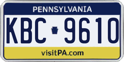 PA license plate KBC9610