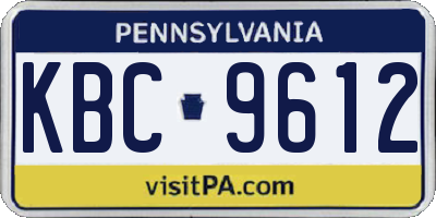 PA license plate KBC9612