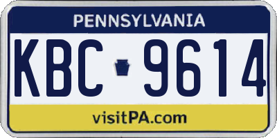 PA license plate KBC9614