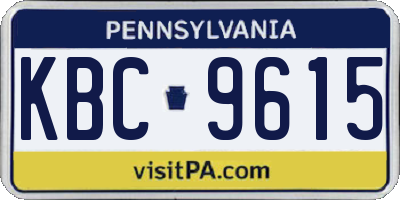 PA license plate KBC9615