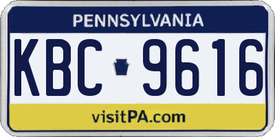 PA license plate KBC9616