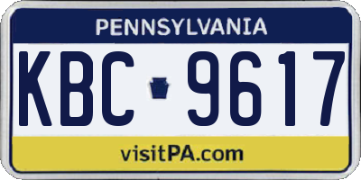 PA license plate KBC9617