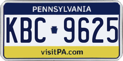 PA license plate KBC9625