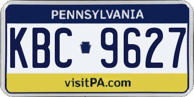 PA license plate KBC9627