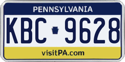 PA license plate KBC9628