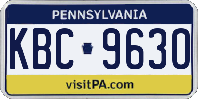 PA license plate KBC9630