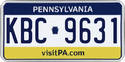 PA license plate KBC9631