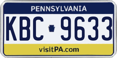 PA license plate KBC9633