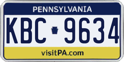 PA license plate KBC9634