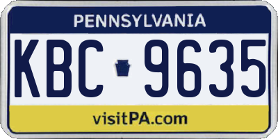 PA license plate KBC9635