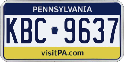 PA license plate KBC9637