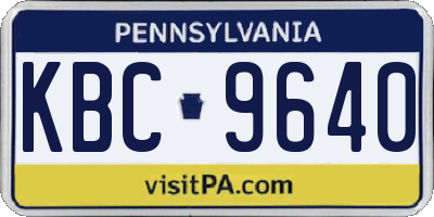 PA license plate KBC9640