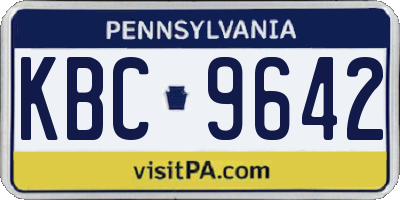 PA license plate KBC9642