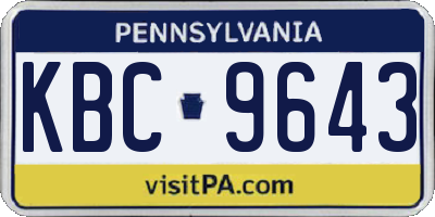 PA license plate KBC9643