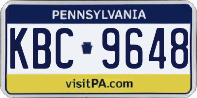 PA license plate KBC9648