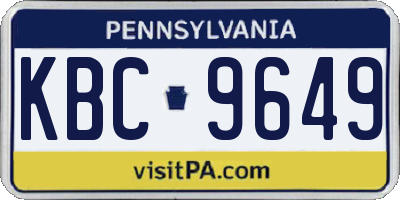 PA license plate KBC9649