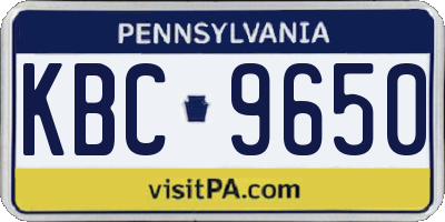 PA license plate KBC9650