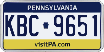PA license plate KBC9651