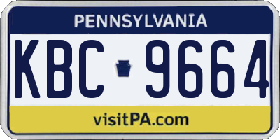 PA license plate KBC9664