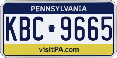 PA license plate KBC9665