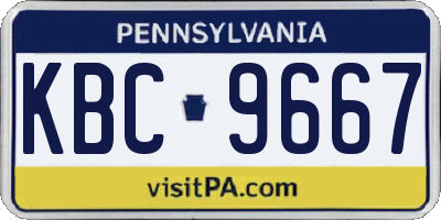 PA license plate KBC9667