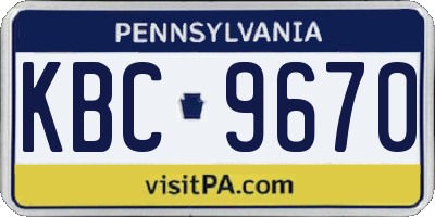 PA license plate KBC9670