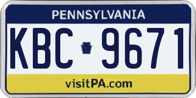 PA license plate KBC9671
