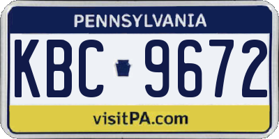 PA license plate KBC9672