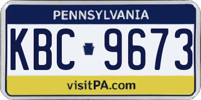 PA license plate KBC9673