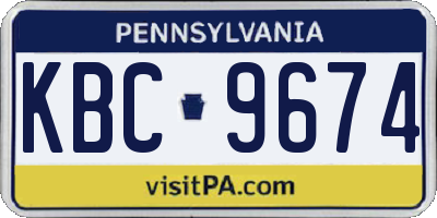 PA license plate KBC9674