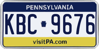 PA license plate KBC9676