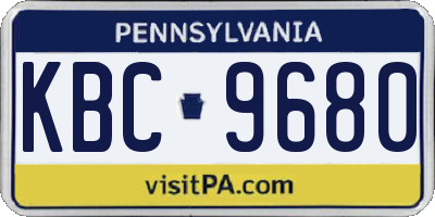 PA license plate KBC9680